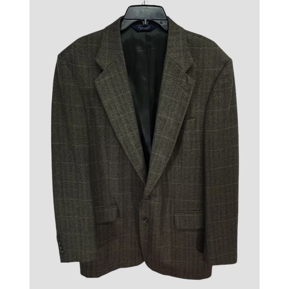 Jos A. Bank Men's Wool Suit Sport Coat Jacket Gray Brown Herringbone 44L 44 Long